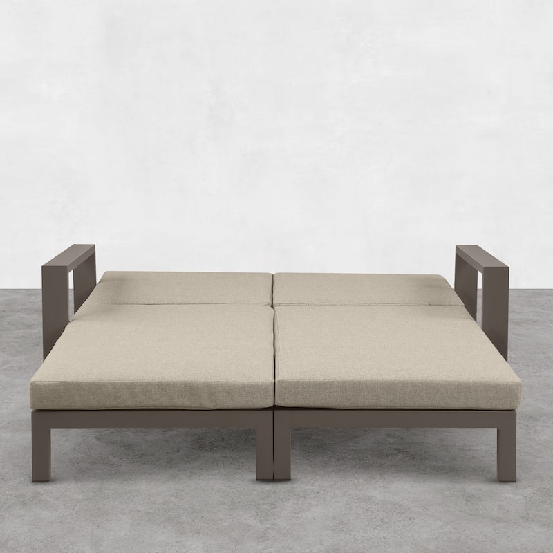 Benton Modern Aluminum Lounge Outdoor Double Chaise with Cushion