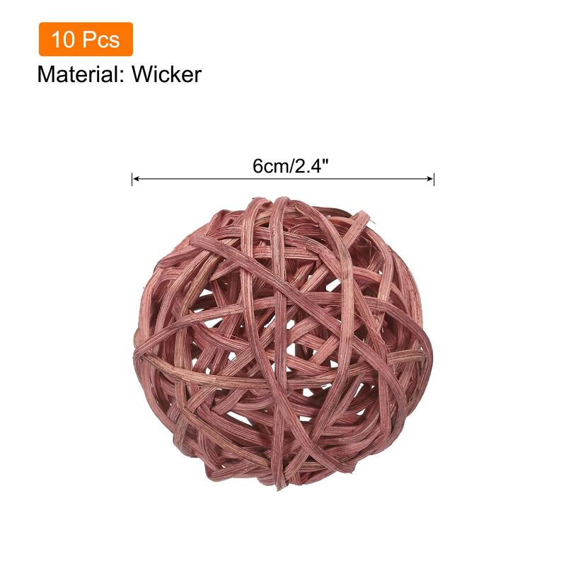 10 Pcs Wicker Rattan Balls 2.4 Inch Rattan Decorative Balls - Brown