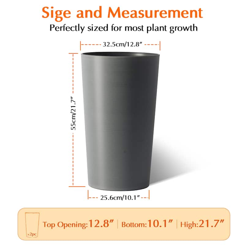 2 Pack Tall 21.7 in Planters for Outdoor Plants, Modern Tall Square Planter Box, Indoor Outdoor Porch Patio Flower Pot