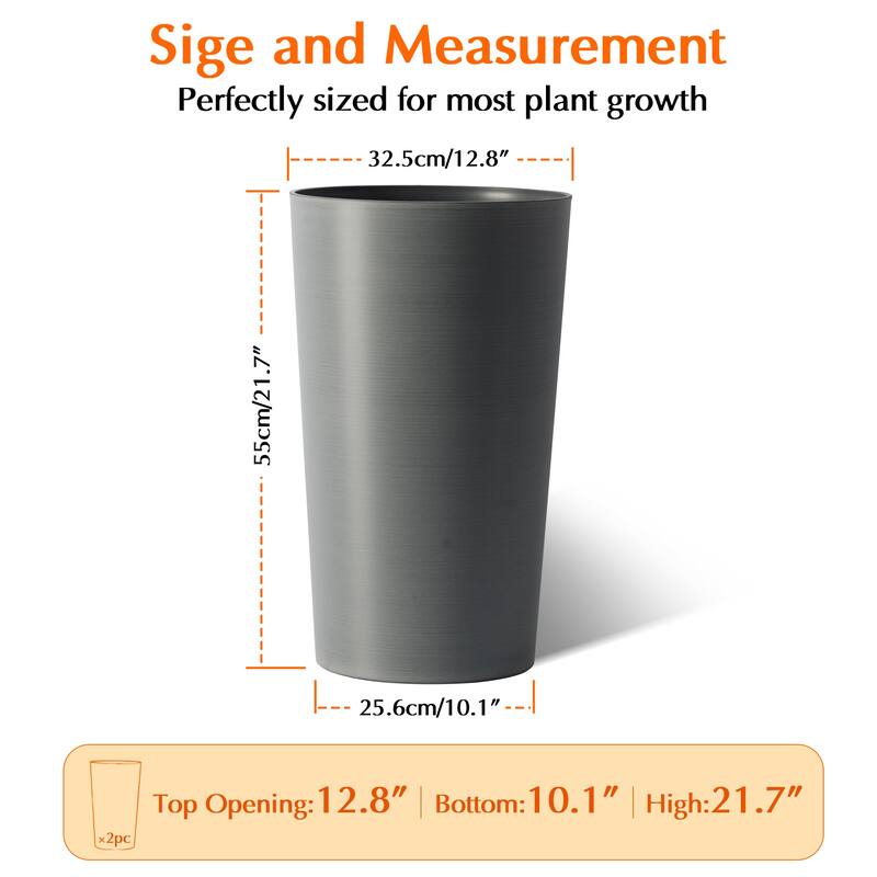 2 Pack Tall 21.7 in Planters for Outdoor Plants Modern Tall Square Planter Box