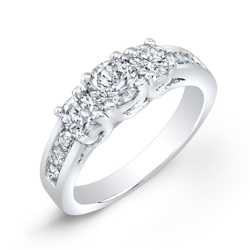 Auriya 14k Gold 3-Stone Round Diamond Engagement Ring 1ctw (J-K, I1-I2)