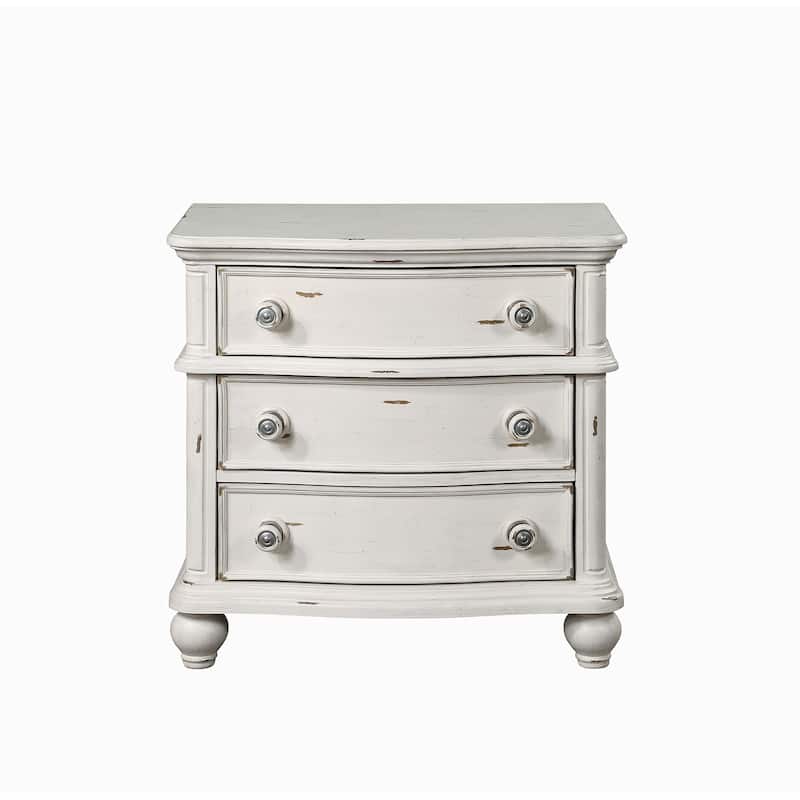 Antique White Storage Nightstand with 3-drawer