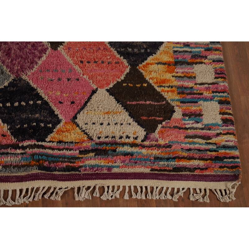 Trellis Moroccan Area Rug Hand-Knotted Wool Carpet - 7'11" x 10'11"