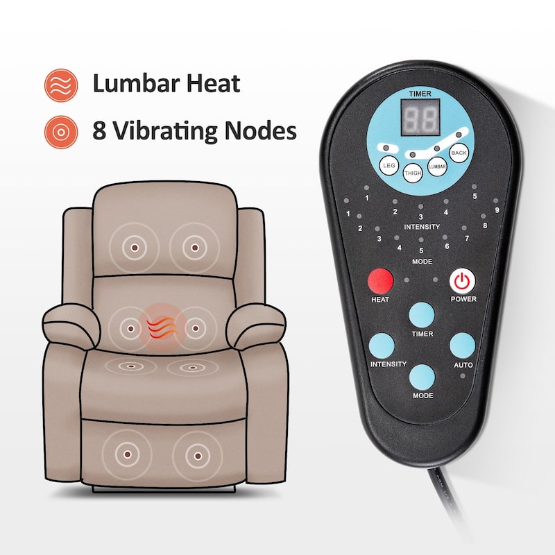MCombo Small Sized Power Lift Recliner Chair with Massage and Heat, USB Ports, Faux Leather 7409