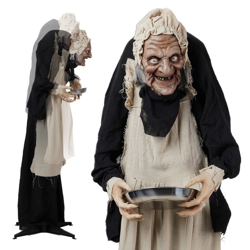 5FT Grandma Halloween Animatronics Talking Outdoor Decorations With Voice Control