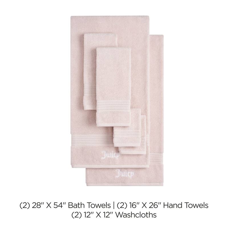 Juicy Couture Alyssa Bath Towels 6-Piece Set 2 Bath towels 2 Hand towels 2 Washcloths - 28"x54"/16"x26"/12"x12"