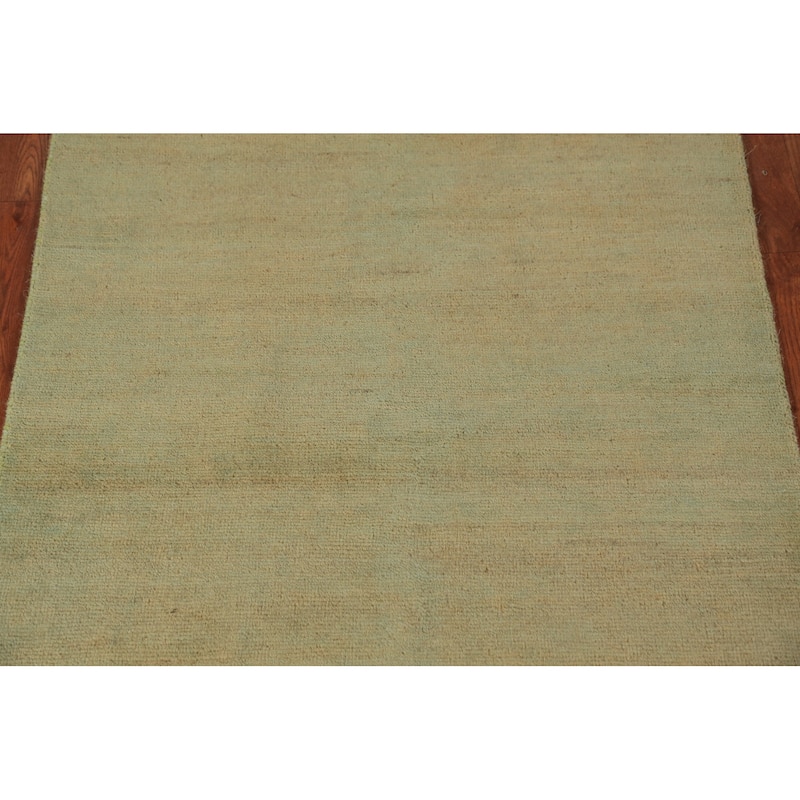 Gold & Green Modern Gabbeh Oriental Rug Hand-Knotted Wool Carpet - 2'8" x 4'0"