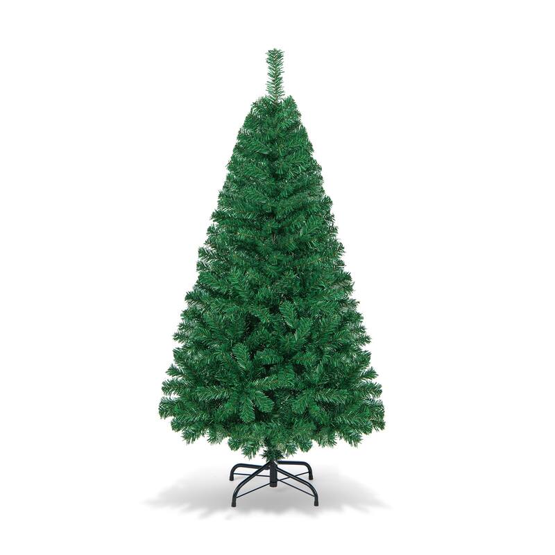 5 Feet Artificial PVC Hinged Christmas Tree with Solid Metal Stand - Green - 5 Foot