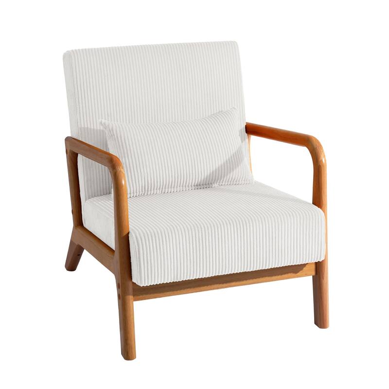 Mid-Century Upholstered Accent Chair with Wood Frame