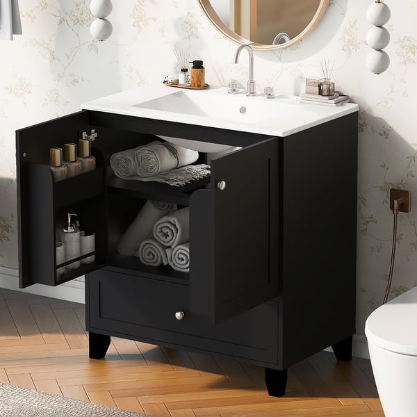 slide 2 of 20, 30" Premium Bathroom Vanity Set with Ceramic Sink and Ample Storage Space
