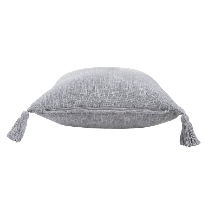 20" Gray Solid Hand Woven Square Throw Pillow