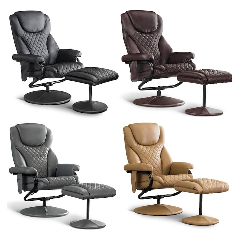 MCombo set of 2 Faux Leather Swivel Massage Recliner with ottoman