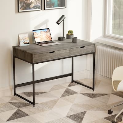43'' W Home Office Computer Desk with 2 Drawers, Modern Writing Study Desk