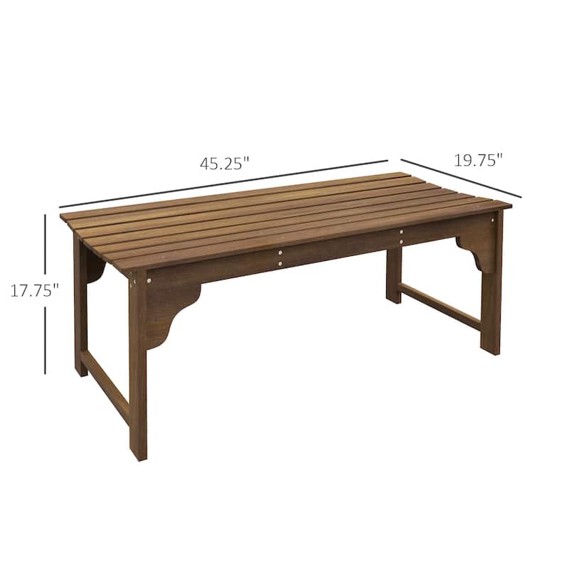 Outsunny Wooden Garden Bench, Outdoor Park Bench with Slatted Seat, Backless Front Porch Bench with Curved Seat