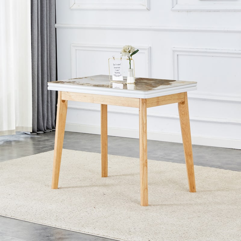 sintered stone tabletop with rubber wooden legs