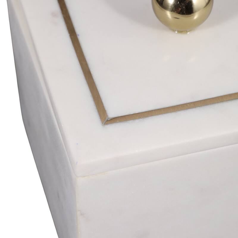 Marble Rectangular Box with Removable Lid - Home Decor