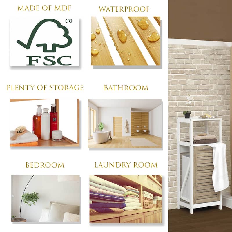 Tilt-Out Laundry Cabinet with Removable Hamper - 14.4"L x 13"W x 38.8"H