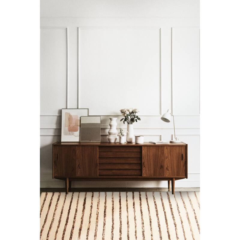 ECARPETGALLERY Braid weave Sienna Cream Wool Rug - 5'5 x 7'3