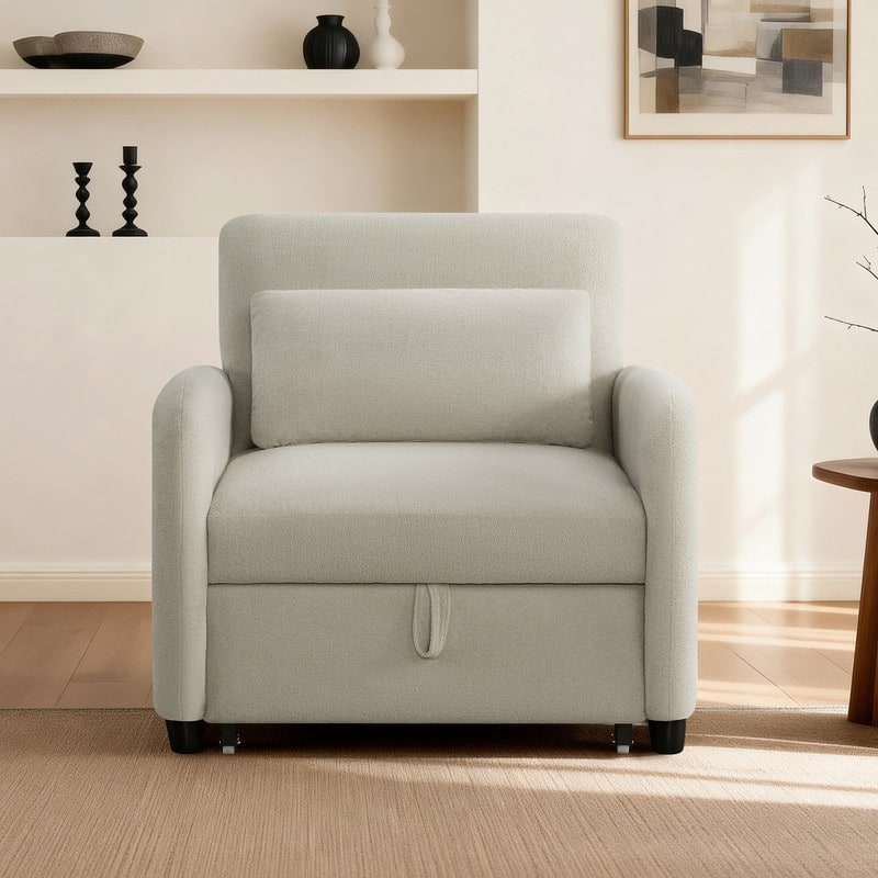 Spruce & Spring Modern Pull-Out Accent Chair Bed with Adjustable Backrest & Space-Saving Design