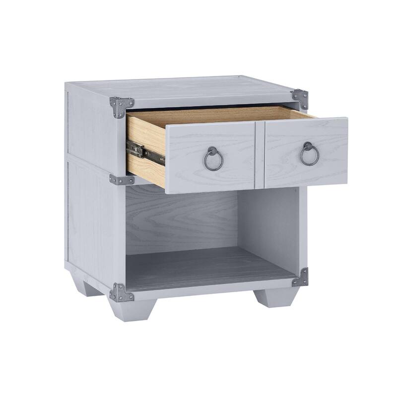 1 Drawer Nightstand With One Open Compartment in Gray Finish