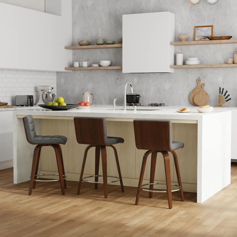 WYNDENHALL Madigan Mid Century Modern Counter Height Stool - 18.9" D x 16.9" W x 34.7" H - Grey