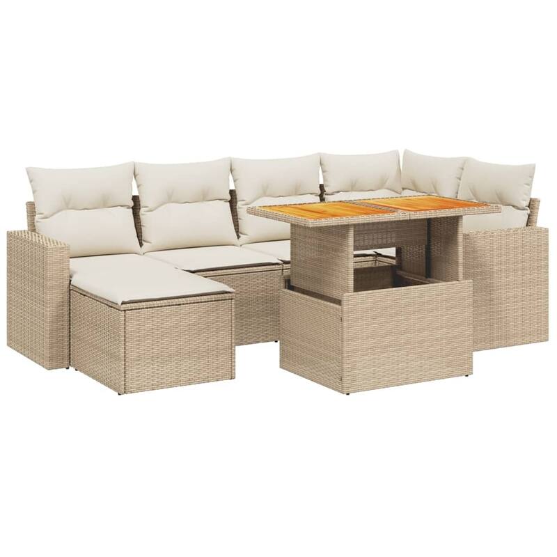 vidaXL Patio Sofa Set with Cushions Outdoor Conversation Furniture Poly Rattan - 21.7 x 39.4 x 28.7