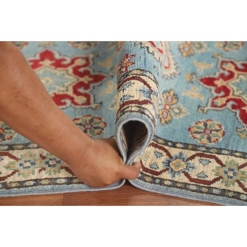 Kazak Runner Rug Handmade Light Blue Wool Carpet - 2'2" x 5'10"
