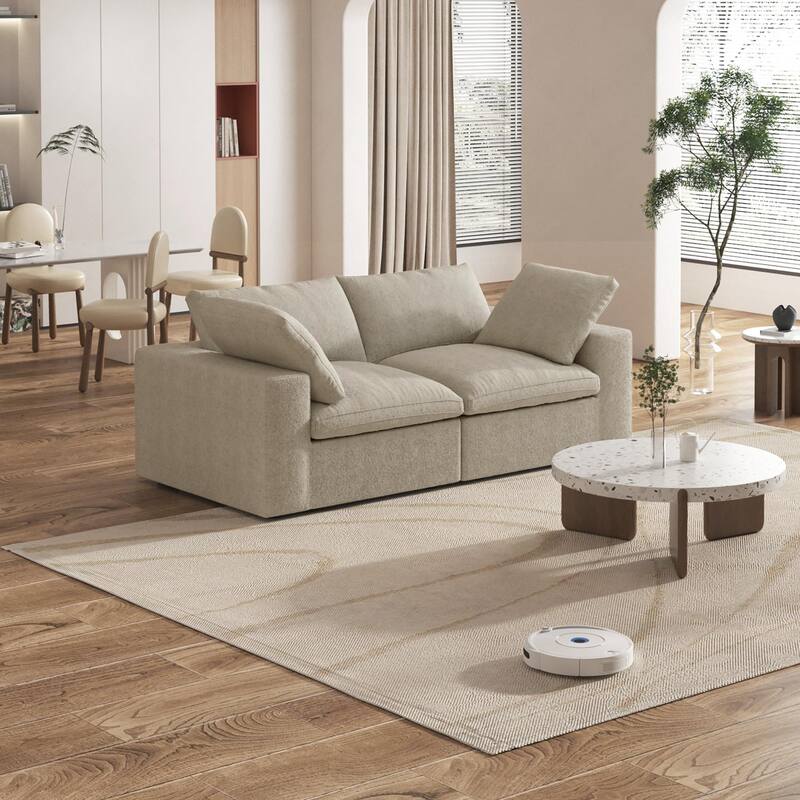 80'' Linen Upholstered Loveseat Sofa Sectional Couch
