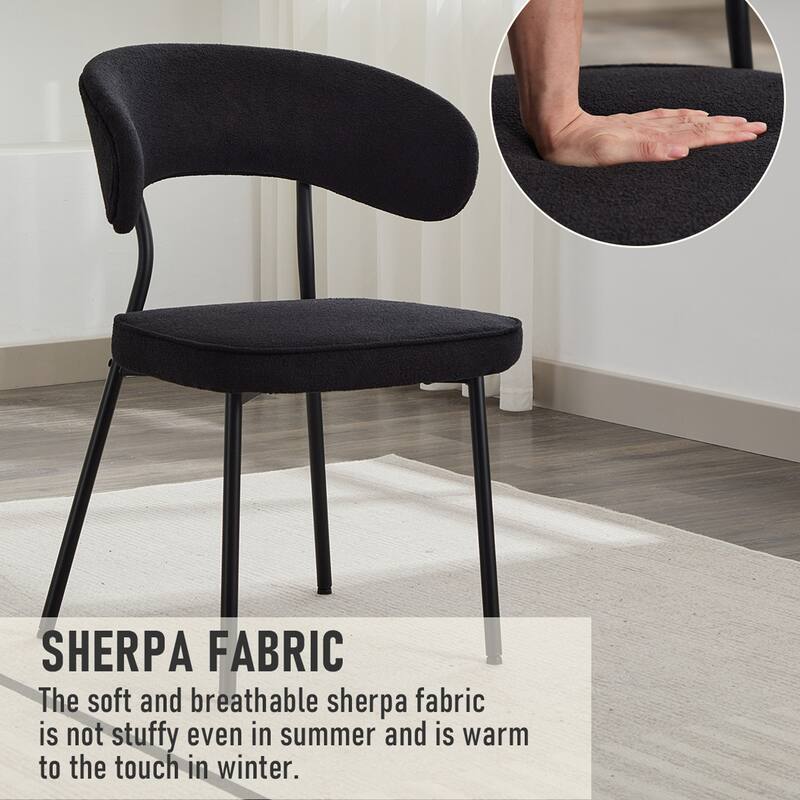 XINMICS Dining Chairs with Curved Backrest, Modern Fabric Upholstered Boucle Kitchen Dining Room Chairs Set of 2/4/6