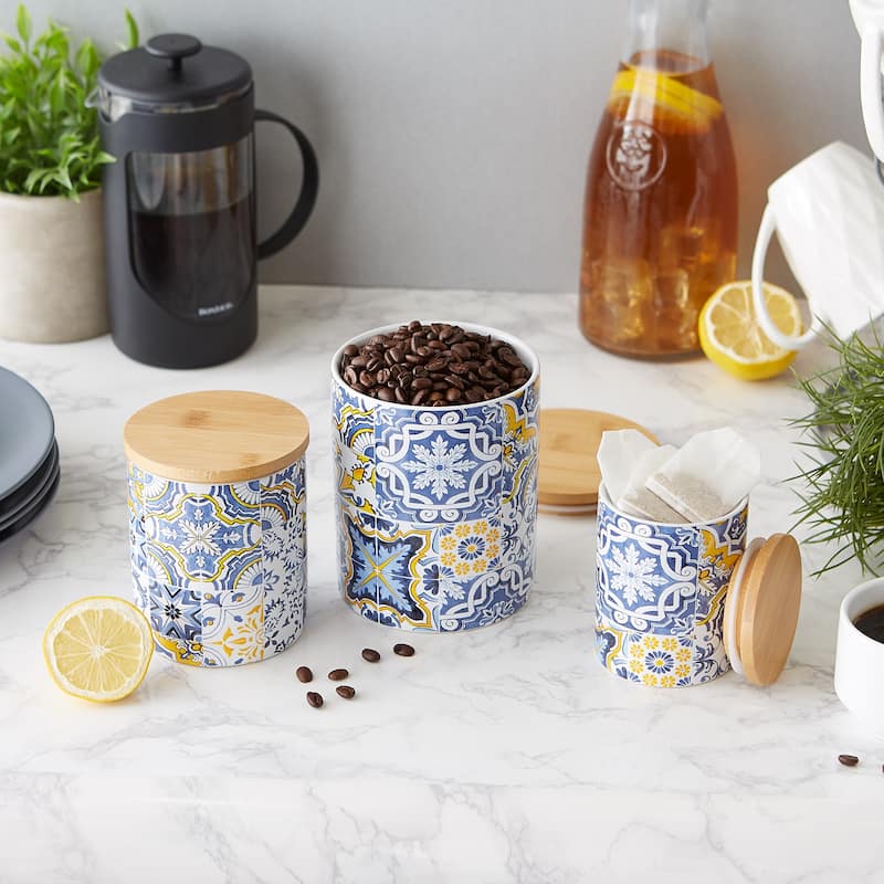 Portuguese Tile Ceramic Canister (Set of 3)