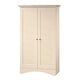 preview thumbnail 1 of 0, Louver 2-Door Storage Cabinet Bed Bath Armoire Wardrobe in Antique White - 61" H x 35.5" W x 16.75" D