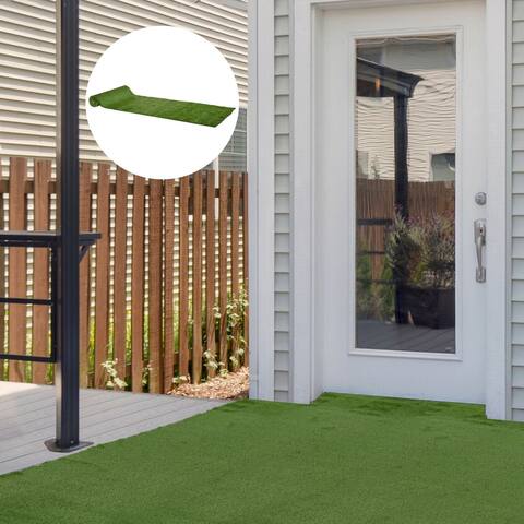 Outsunny 13' x 3.3' Artificial Turf Grass with Simulated Look & Feel, UV Protection, & Drain Holes for Rain, 1.2" Height