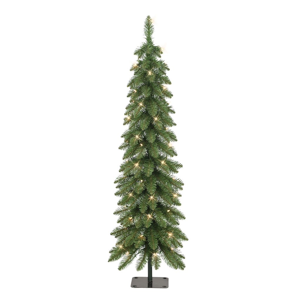 Puleo International 4 ft. Pre-Lit Artificial Alpine Pencil Tree