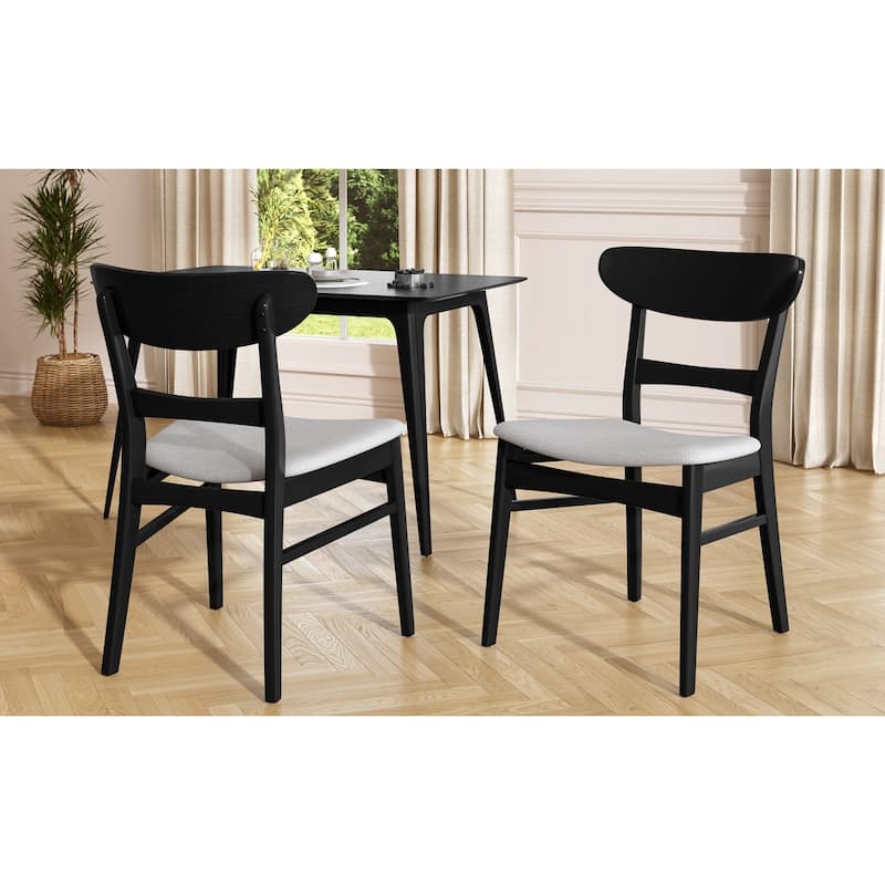 Modern Set of 2 Dining Chairs with Backrest Upholstered Seat, Rubberwood Legs, for Dining Room Living Room and Bedroom