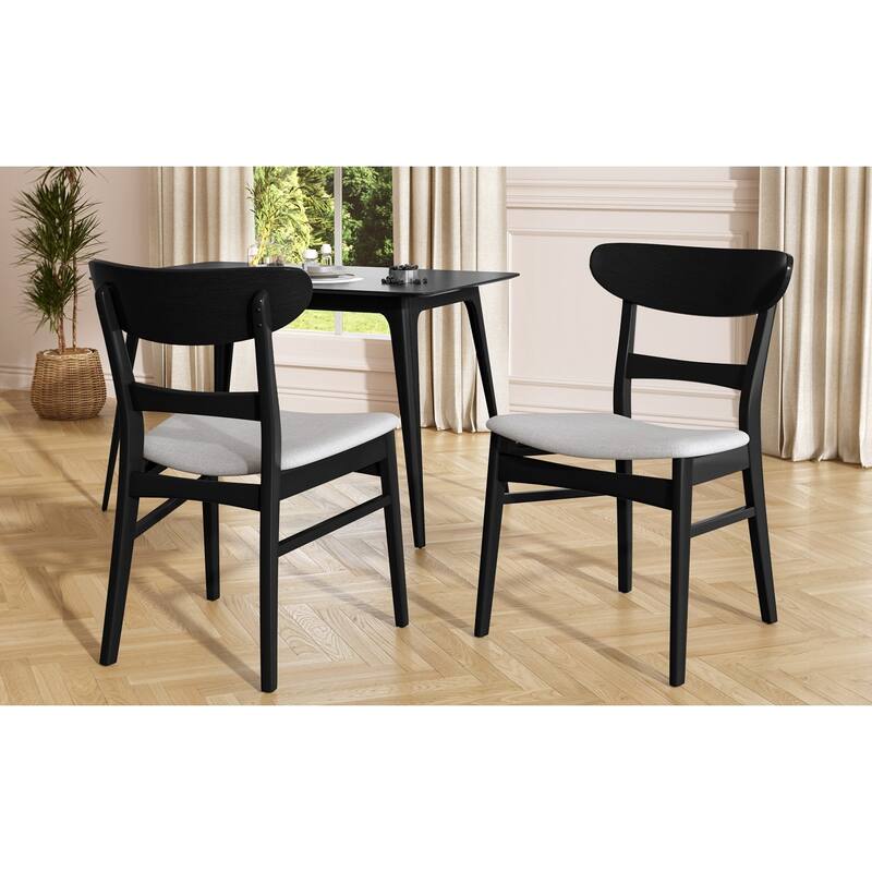 Roomfitters Mid-Century Modern Dining Chairs with Solid Wood Frame and Upholstered Seat, Set of 2