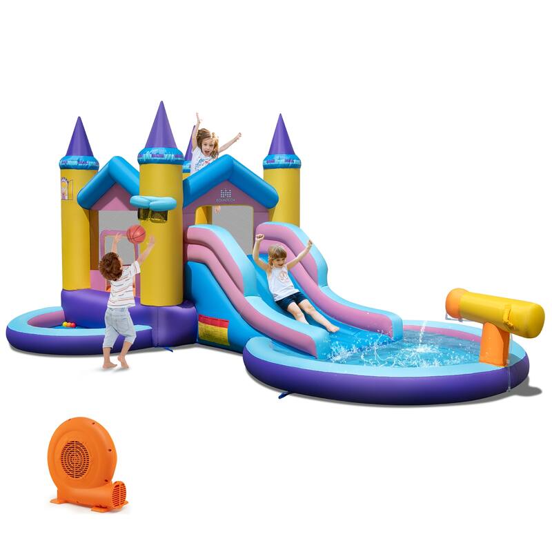 Costway Inflatable Water Slide with Slide Splash Pool (Without - as pic shows - with 680W Blower