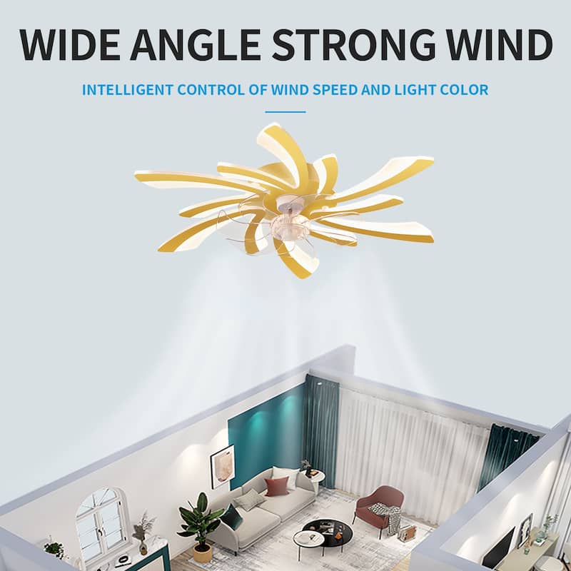 31" Oaks Aura Modern Flush Mount Ceiling Fan with Lights, 12in. Fan Blade 6-Speed Fan Light With Remote Control