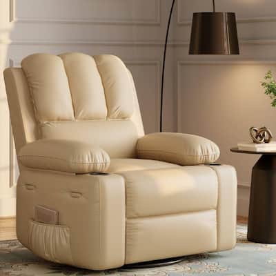 360° Rotation Manual Rocking Chair, Recliner Sofa Chair with Heat & Massage