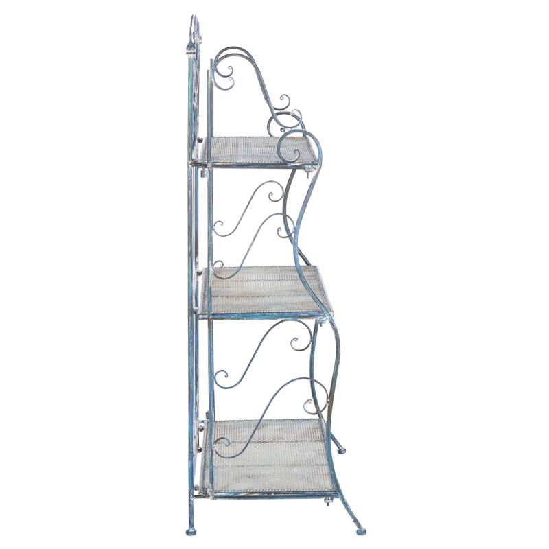 SAFAVIEH Outdoor Litzy Victorian Iron 3-Tier Shelf - 22.0" W x 14.2" L x 42.5" H