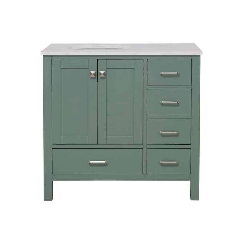 KitchenBathCollection Horizon 36" Bathroom Vanity with Engineered Carrara Top