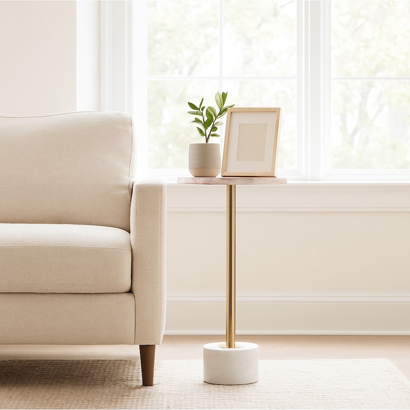 Modern Quartz Accent Side Table for Home Decor - 24" - 24.0"