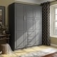preview thumbnail 21 of 34, Palace Imports 100% Solid Wood Cosmo 3-Door Wardrobe Armoire with Solid Wood or Mirrored Doors Grey-Raised Panel