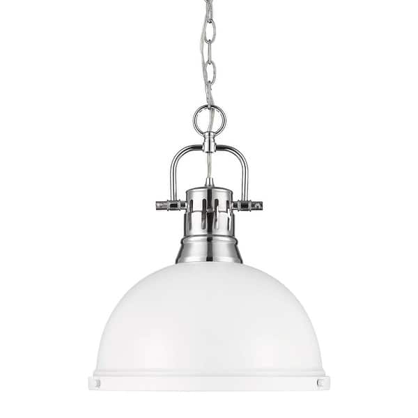 slide 2 of 5, Golden Lighting 3602-L CH Duncan 14" Wide Pendant Chrome / Matte White