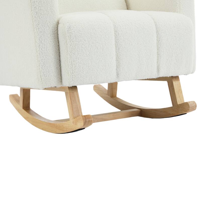 Cream White Rocking Chair for Nursery, Modern Upholstered Accent Chair Glider Chair Armchair for Living Room Bedroom