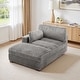 preview thumbnail 13 of 18, 41" W Plush Corduroy Chaise Lounge with Pillows Left Facing - Light Grey-Chaise