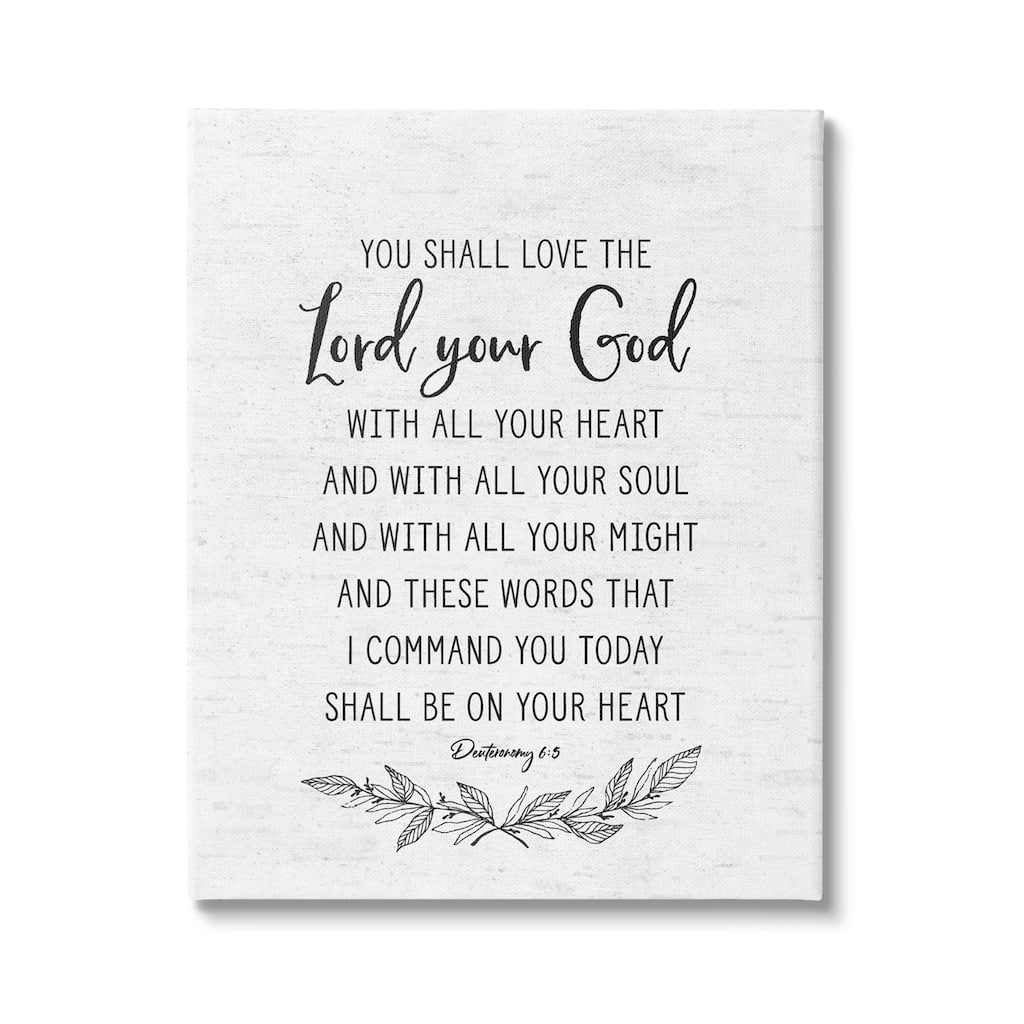 Stupell Rustic Religious Scripture Verse White Grain Pattern Canvas Wall Art, Design by Lettered and Lined