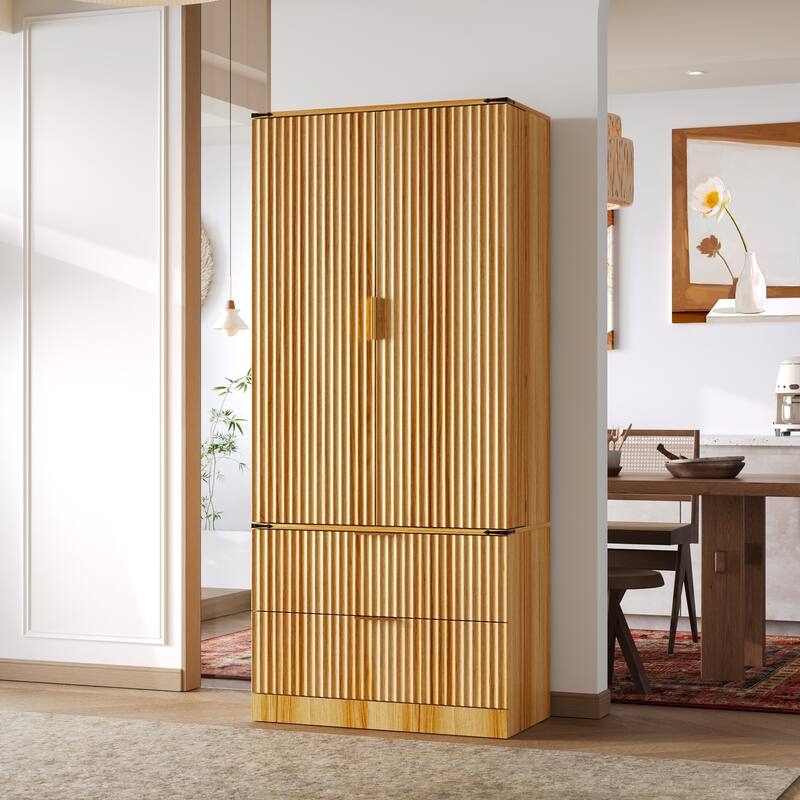 Pantry Cabinet with Double Doors Tall Storage Cupboard with Adjustable Shelves