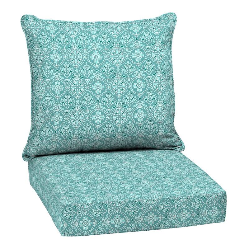 ARDEN Outdoor Deep Seat Cushion Set, 24 in x 24 in - Turquoise Daphne Medallion