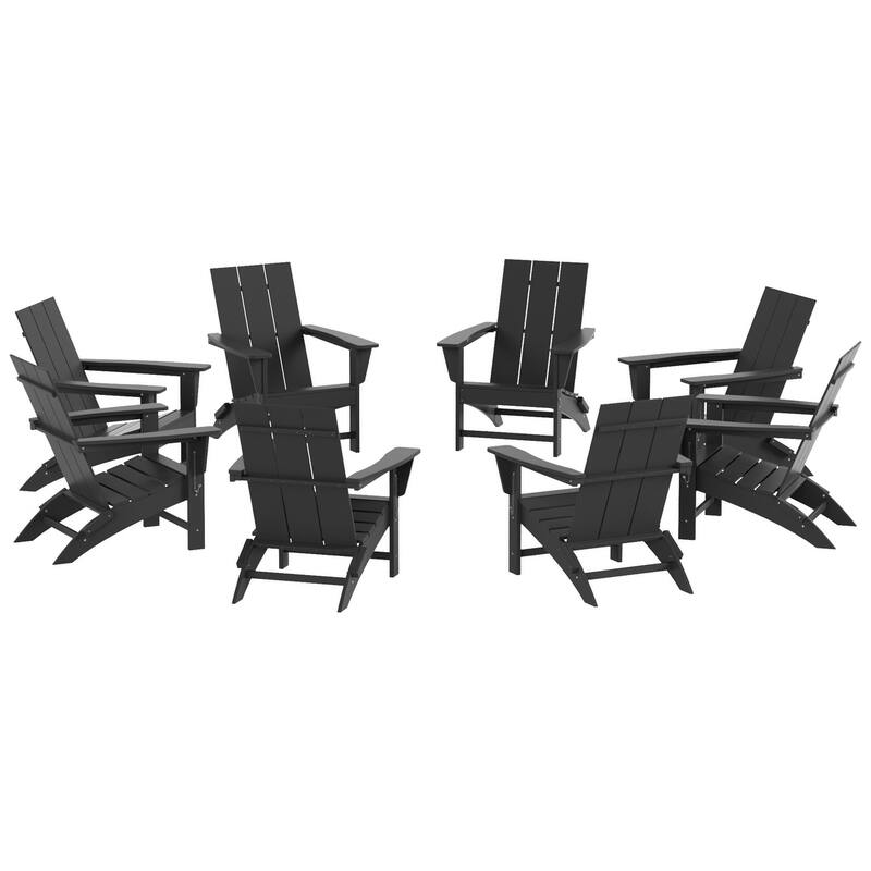 Shoreside Modern Poly Folding Eco-Friendly All Weather Adirondack Chair (Set of 8)