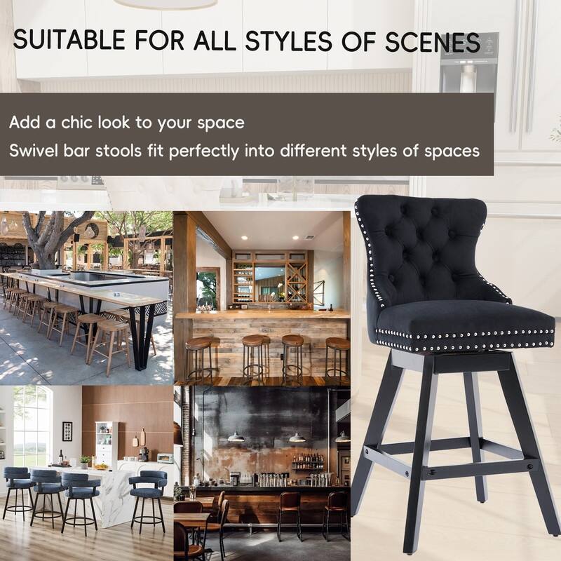 Swivel Velvet Leisure Style Bar stools Set of 8